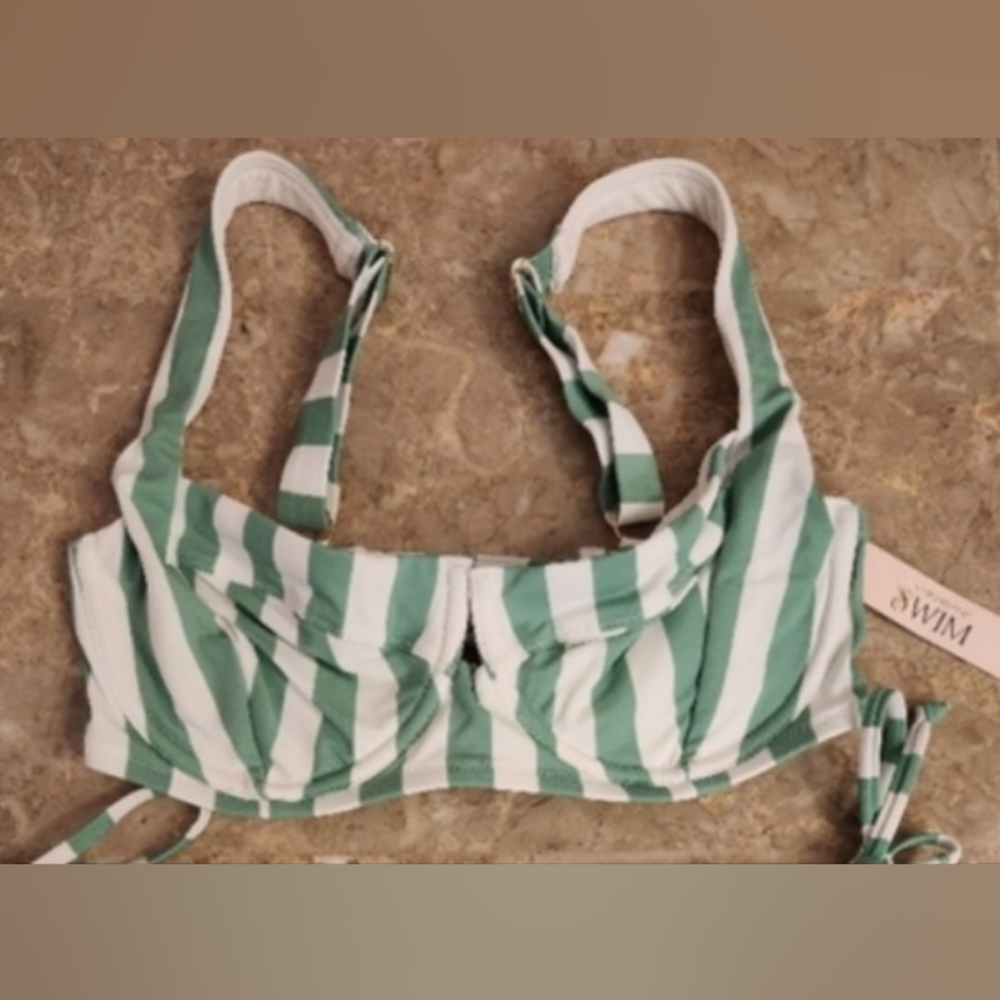 Victoria's Secret Green and White Striped Bikini Top